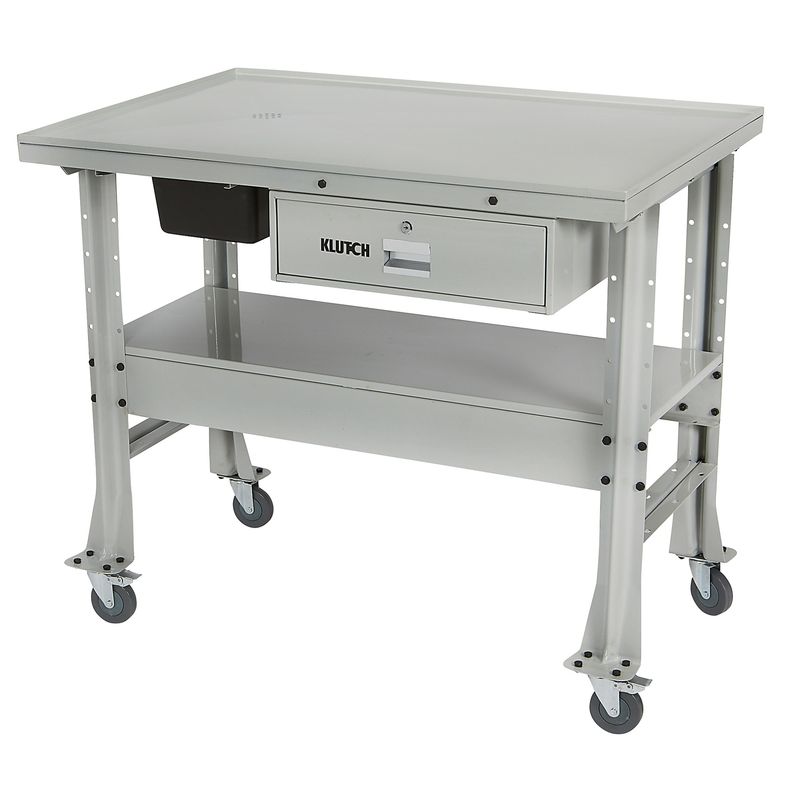 Klutch Heavy-Duty Tear Down Table Workbench w/ Drain, 1000-Lb. Capacity
