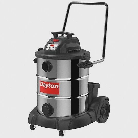DAYTON Shop Vacuum: 16 gal Tank Size, Stainless Steel, 2 1/2 in Vacuum Hose Dia, Wet/Dry, Std