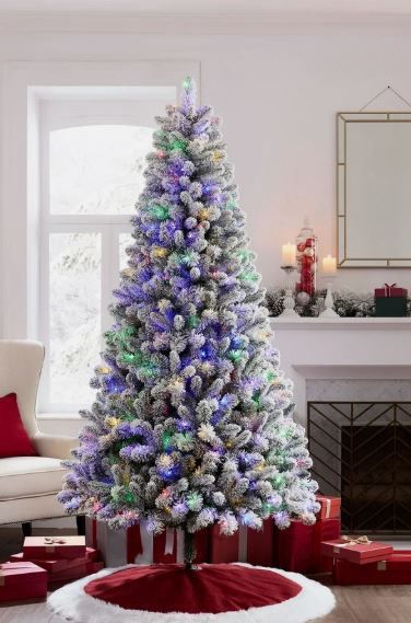 Holiday Time 7.5ft Pre-Lit Flocked Frisco Pine Artificial Christmas Tree