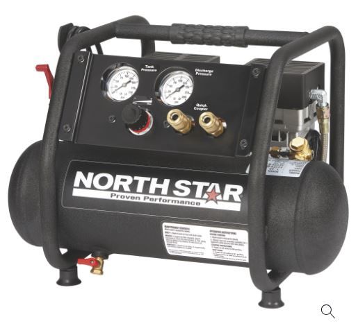 NorthStar Portable Quiet Electric Air Compressor, 1 HP, 2-Gallon