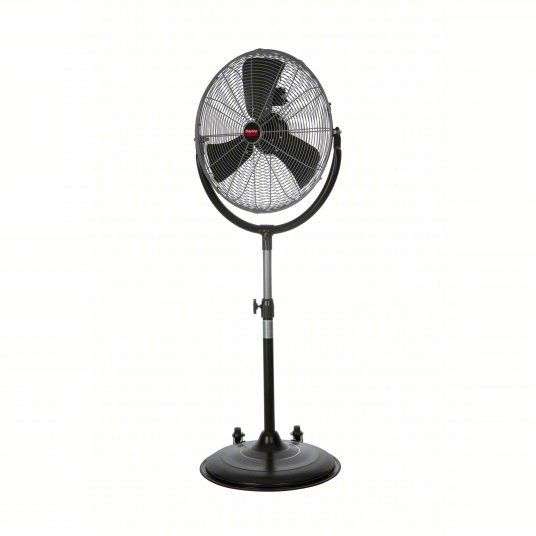DAYTON Pedestal Fan: 20 in Blade Dia, 3 Speeds, 2700/3150/3650 cfm, Silver, 62 in Ht, 24 in Wd