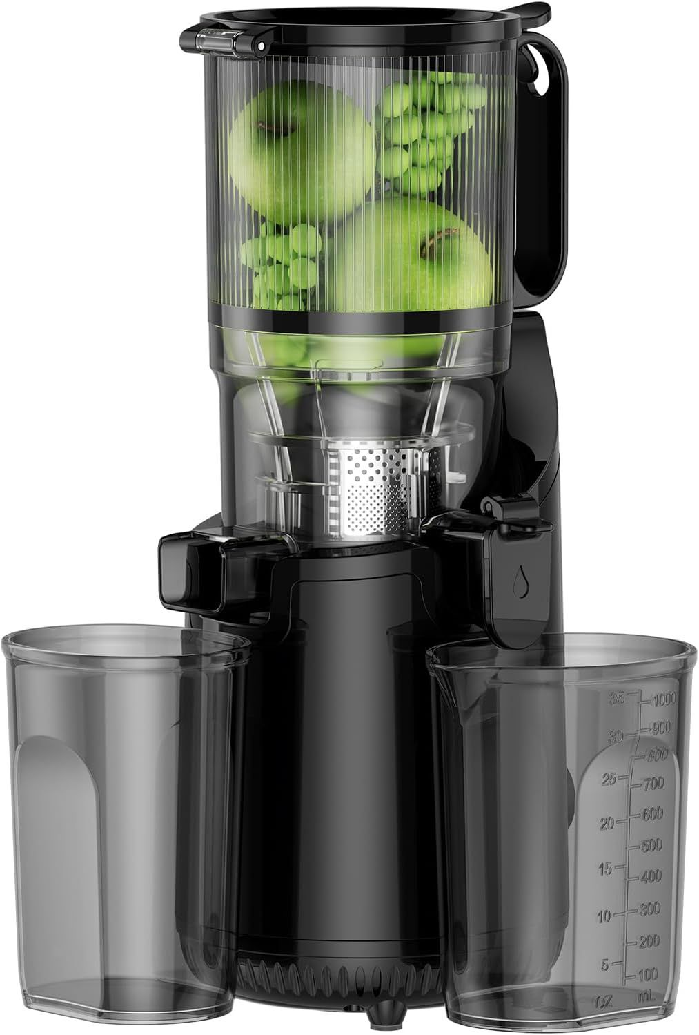Cold Press Juicer, Amumu Slow Masticating Machines with 5.3&quot; Extra Large Feed Chute Fit Whole Fruits Vegetables Easy Clean Self Feeding BPA Free 250W
