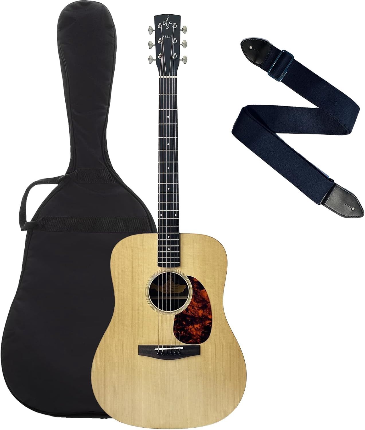 BPM 6 string Acoustic Guitar Bundle, Natural Steel Beginners Travel gitar (Dreadnought)