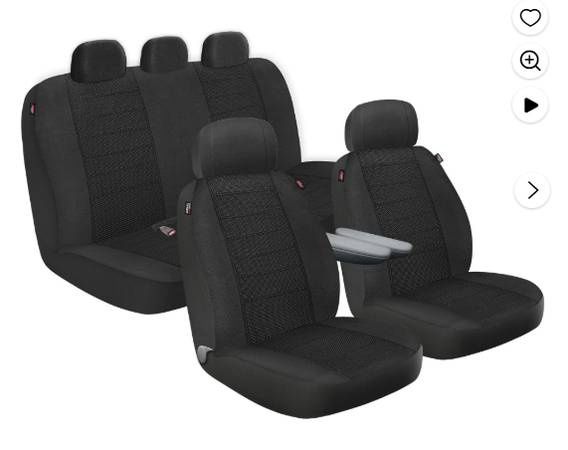 Genuine Dickies 3 Piece Arlington Cloth Truck Seat Covers Black, 80644