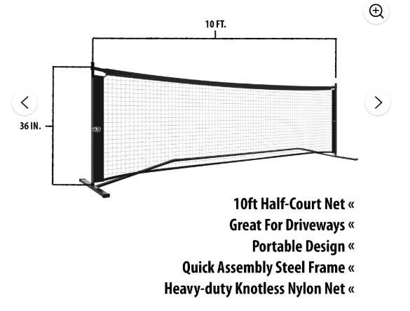 Athletic Works Easy Set up Half-Court Portable Pickleball Net, 10ft