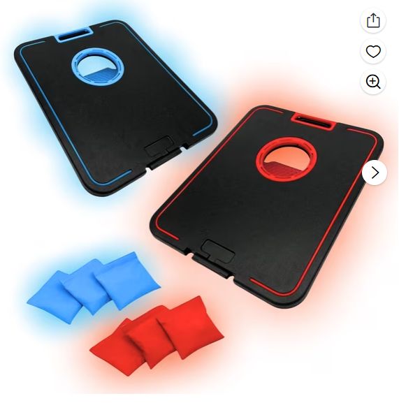 LED Cornhole Board Set - Light Up Bean Bag Toss with 6 Bags, by MinnARK