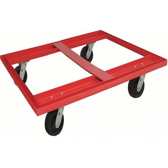 Open-Deck Steel Pallet Dolly: 3,600 lb Load Capacity, 48 in x 42 in x 9 in, 48J083
