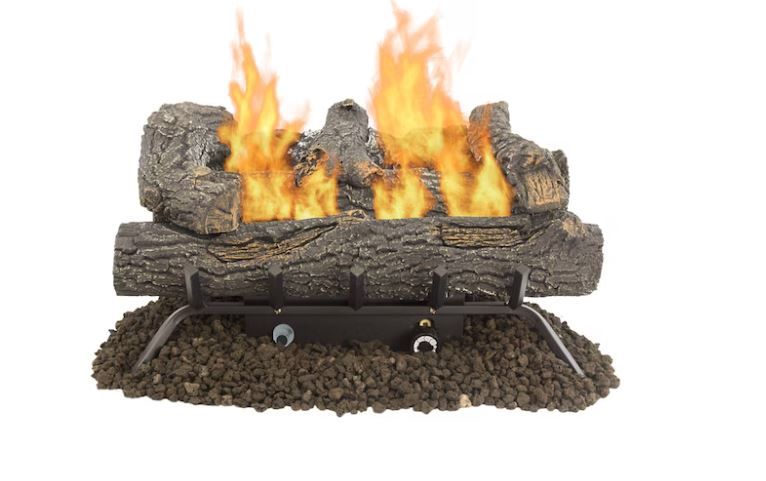 Pleasant Hearth 24-in 30000-BTU Dual-Burner Vent-free Gas Fireplace Logs with Thermostat