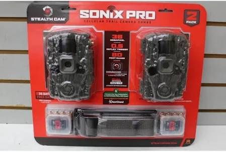 Trail Camera SStealth 2 pk Sonic Pro 36 MP Cellular Dual Sim 80 ft.