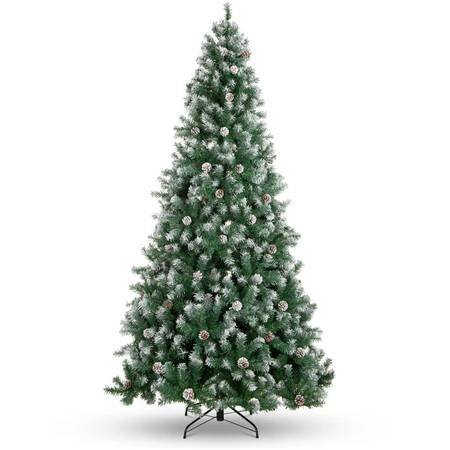 SKY5885 7.5&#39; Pre-Decorated Christmas Tree w/ Pine Cones, Flocked Branc - $75 (norton)