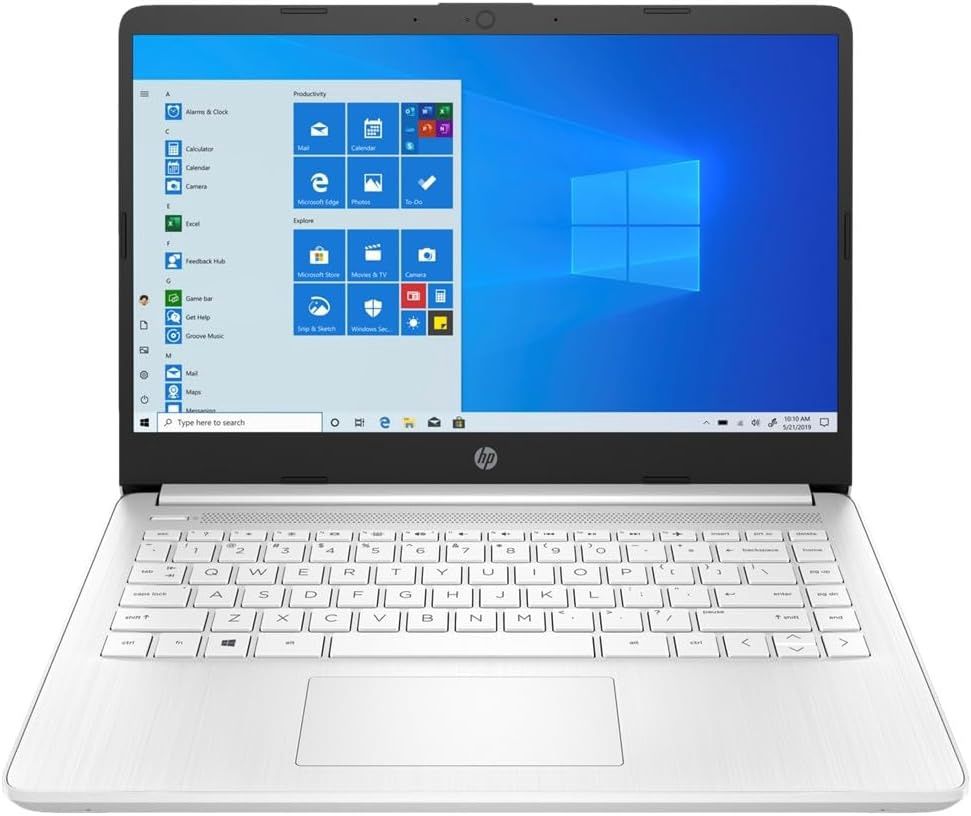 HP 14 Laptop, Intel Celeron N4020, 4 GB RAM, 64 GB Storage, 14-inch HD Touchscreen, Windows 11 Home, Thin &amp; Portable, 4K Graphics  (14-dq0080nr, Snowflake White)