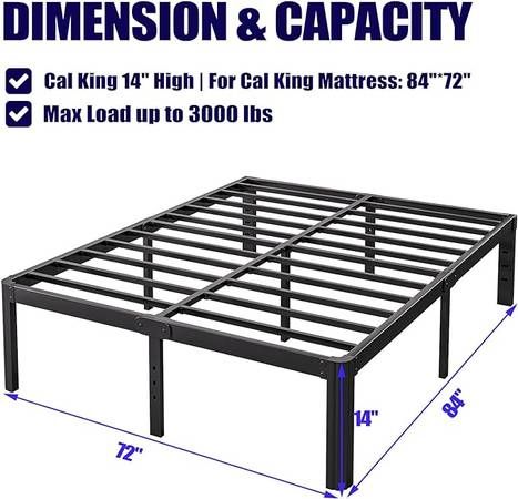 14in High Heavy Duty California King Bed Frame