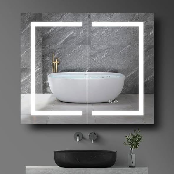 36x30 LED Mirror Medicine Cabinet Recessed or Surface, Defogger,