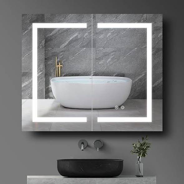 36x30 LED Mirror Medicine Cabinet Recessed or Surface, Defogger,