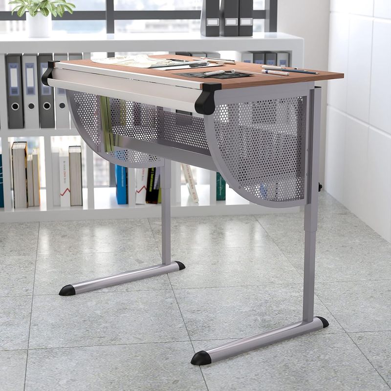 Flash Furniture Berkley Adjustable Drawing and Drafting Table with Pewter Frame