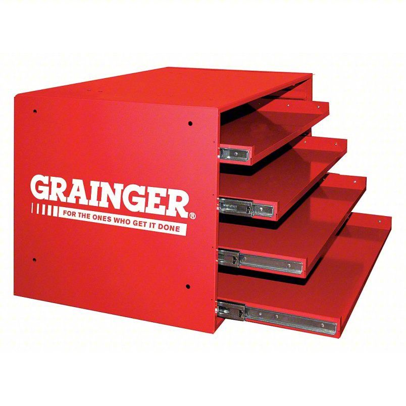 Sliding Drawer Cabinet Frame: 20 in x 15 3/4 in x 15 in, For 4 Drawers, Red, Bearing