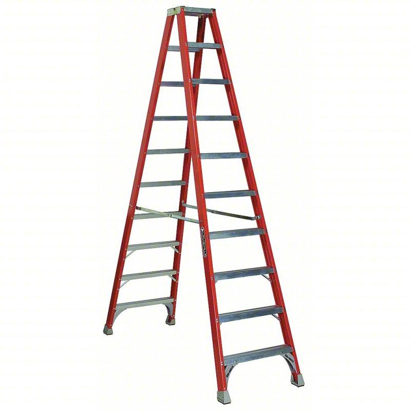 LOUISVILLE LADDER Twin Stepladder: 10 ft Ladder Size, Fiberglass, 300 lb Load Capacity, 59 lb Wt FM1510