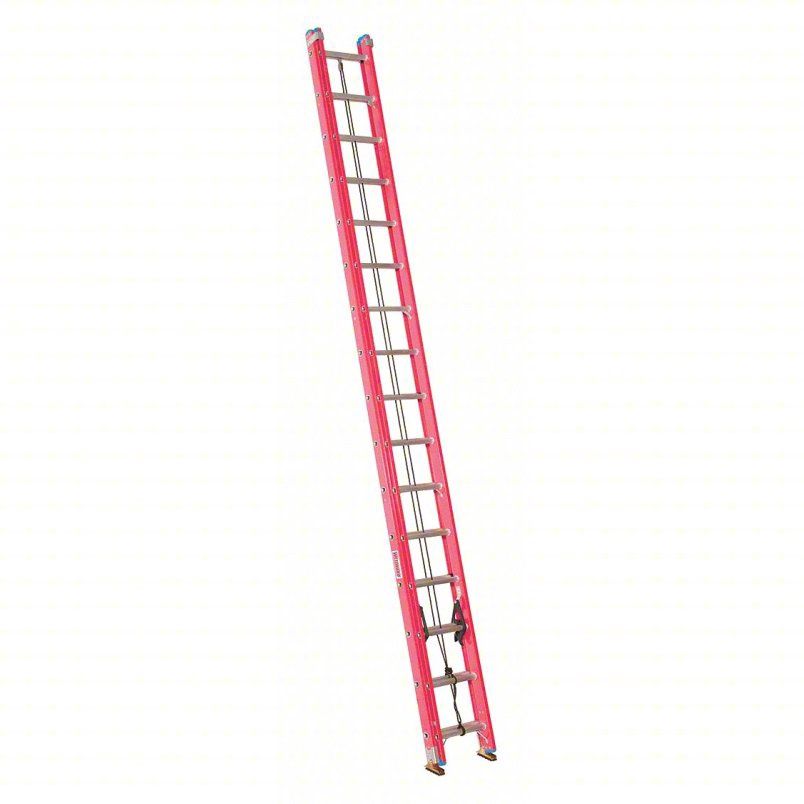 WESTWARD Extension Ladder: 32 ft Ladder Size, Fiberglass, 300 lb Load Capacity, 70 lb Wt, 2 Sections