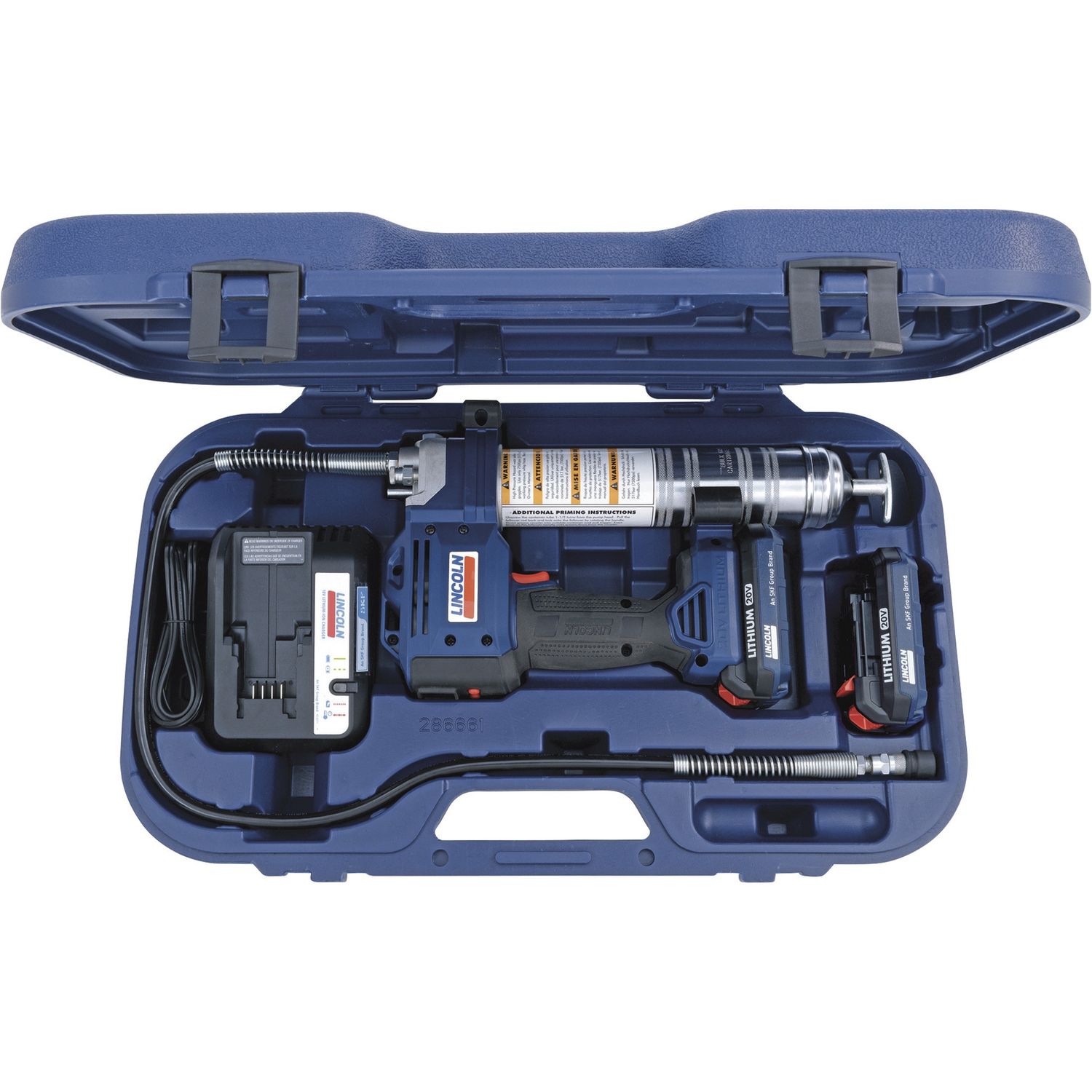 Lincoln PowerLuber Cordless Grease Gun Kit, 20V, 10,000 PSI, 2 Batteries, Model# 1884 used