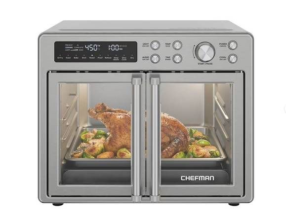 Chefman 10-in-1 Stainless Steel French Door Toaster Oven Air Fryer .