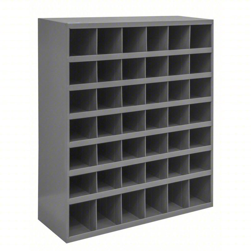 DURHAM MFG Pigeonhole Bin Unit: 34 in x 12 in x 42 in, 42 Compartments, Gray, Steel, Powder Coated  360-95