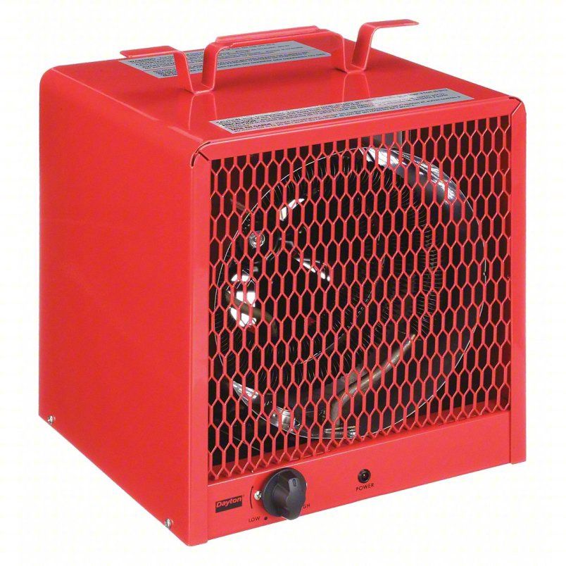 DAYTON Portable Electric Jobsite &amp; Garage Heater: 3.6kW/4.8kW Watt Output, 6-30P, 208/240V AC