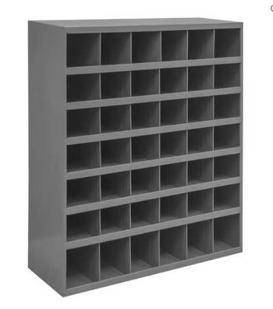 Durham Bin Unit, 12 in D x 42 in H x 33 3/4 in W, 7 Shelves, Gray