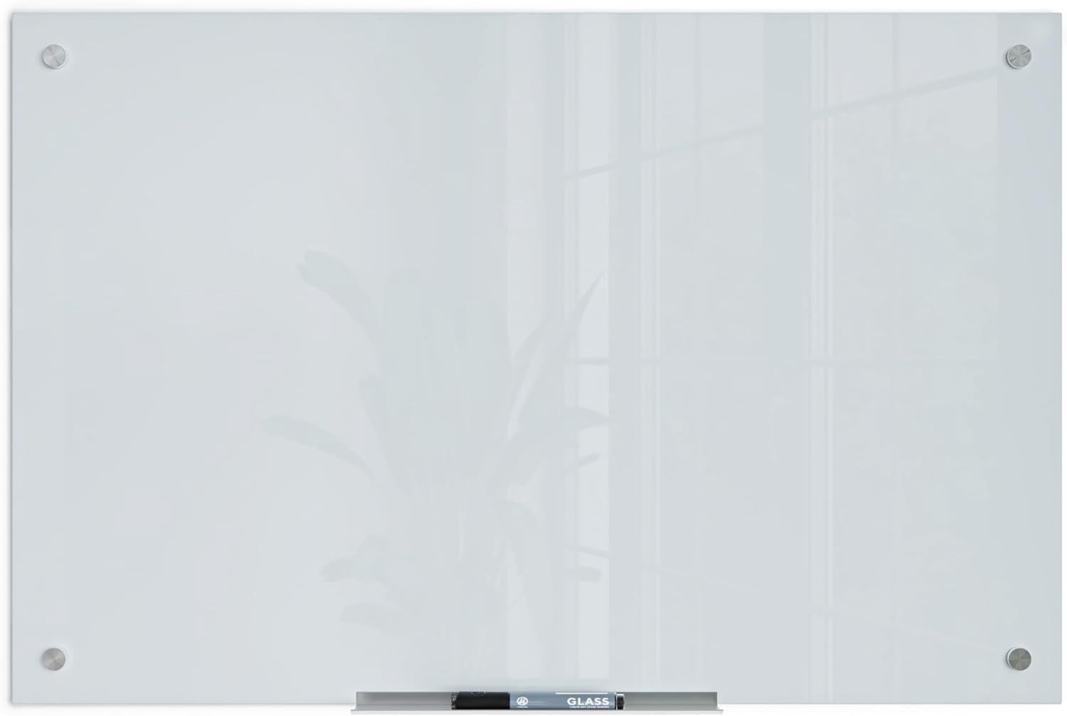 U Brands Glass Dry Erase Board, 35 X 23-Inch, White Frosted Surface, Frameless