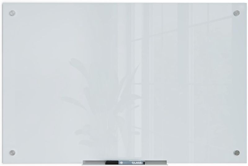 U Brands Glass Dry Erase Board, 35 X 23-Inch, White Frosted Surface, Frameless