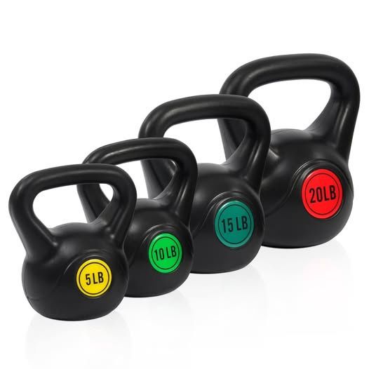 BalanceFrom Wide Grip Kettlebell Exercise Fitness Weight Set, 4-Pieces: 5lb, 10lb, 15lb and 20lb Kettlebells