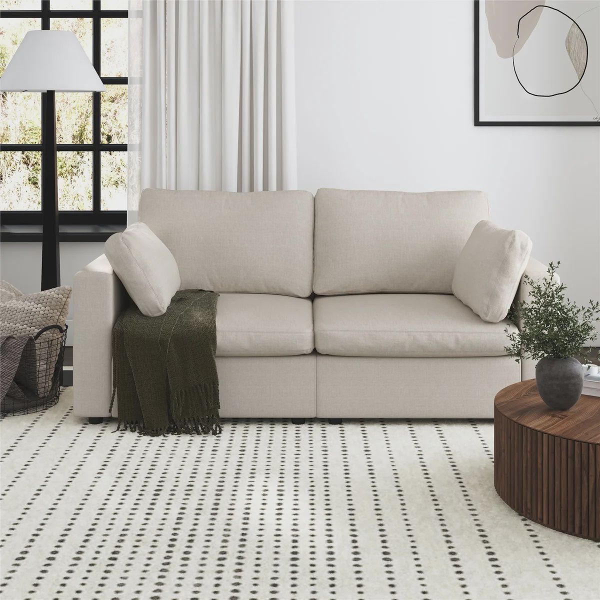 Mainstays Chatham 74" Sofa, Cream Linen