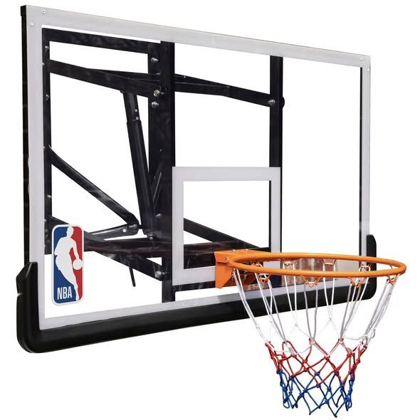 Official NBA 54” Wall-Mounted Basketball Hoop with Polycarbonate Backboard