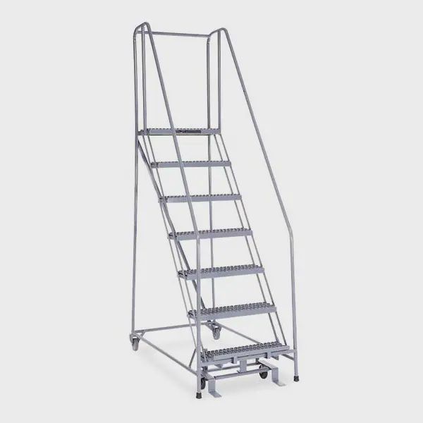 Cotterman 70 in H Stainless Steel Rolling Ladder, 4 Steps, 450 lb Load Capacity 1004R1820A3E10B3 SS P6 P8