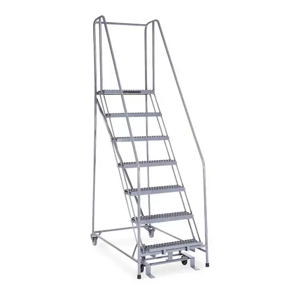 Cotterman 100 in H Stainless Steel Rolling Ladder, 7 Steps, 450 lb Load Capacity  1007R2630A3E10B4SSP6