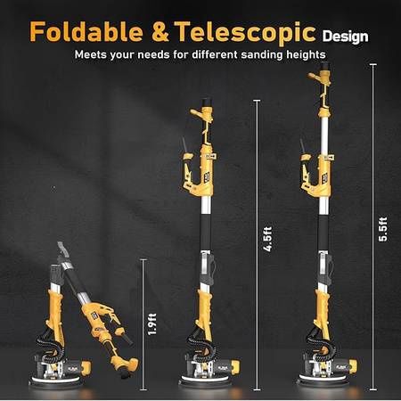 GEVEELIFE Electric Drywall Sander with 12 Sanding Discs and LED Light