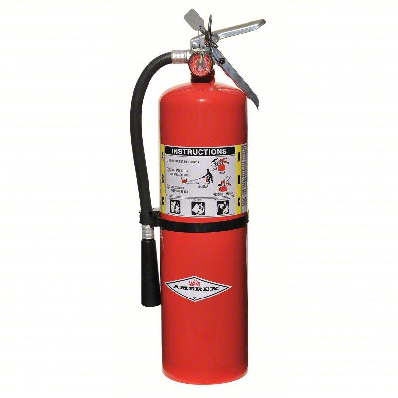Amerex 10 Pound Stored Pressure ABC Dry Chemical 4A:80B:C Steel Multi-Purpose Fire Extinguisher with Anodized Aluminum Valve, Wall Bracket, Hose and Nozzle 2026 certified