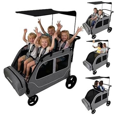4 Seater Wagon Stroller, Large Quad Wagon for 2 3 4 Kids