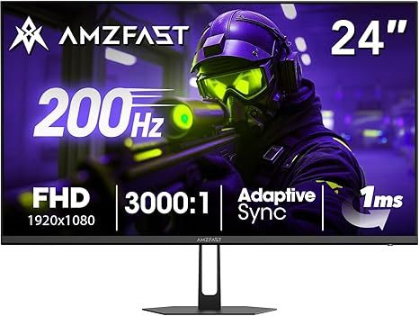 Amzfast 24 Inch Gaming Monitor 180Hz 200Hz FHD 1080p Computer Monitor,