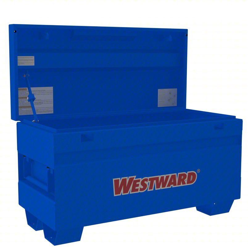 WESTWARD Jobsite Box: 42 in W x 19 7/16 in D x 23 1/2 in H, 9 cu ft, Recessed Padlock, Blue