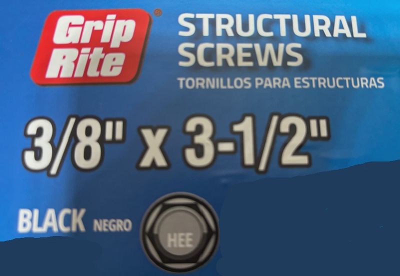 GRIP-RITE 500pc STRUCTURAL SCREWS 3/8x3-1/2''