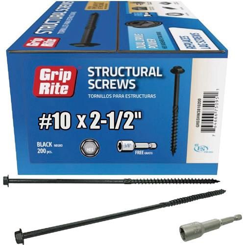 GRIP-RITE 1500PC STRUCTURAL SCREWS #10 x 2-1/2''