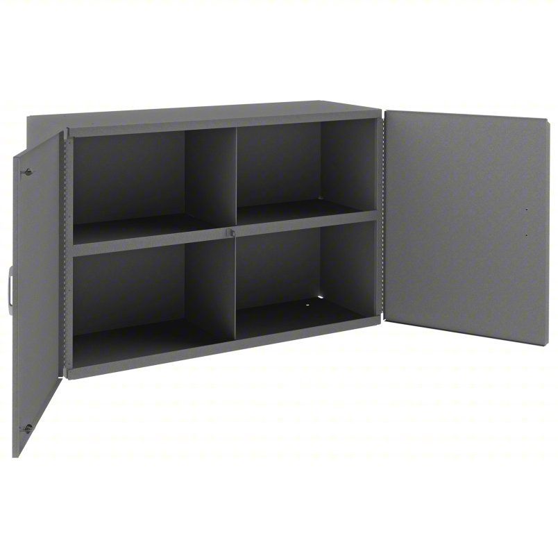 DURHAM MFG Storage Cabinet: 34 in x 12 1/2 in x 24 in, Solid, Swing Handle &amp; Padlock Hasp, Gray