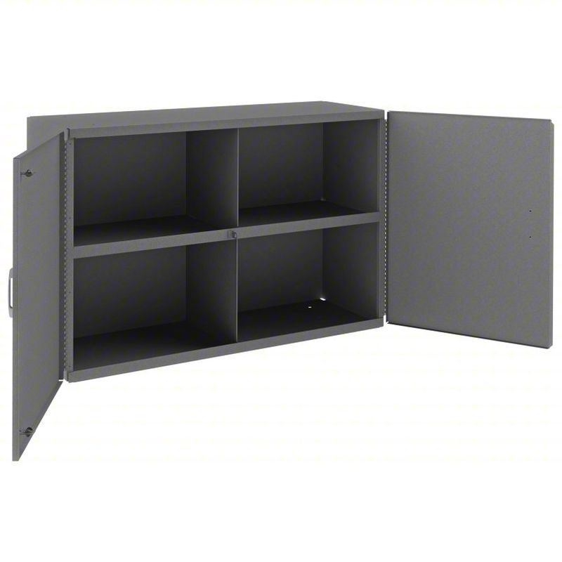DURHAM MFG Storage Cabinet: 34 in x 12 1/2 in x 24 in, Solid, Swing Handle &amp; Padlock Hasp, Gray