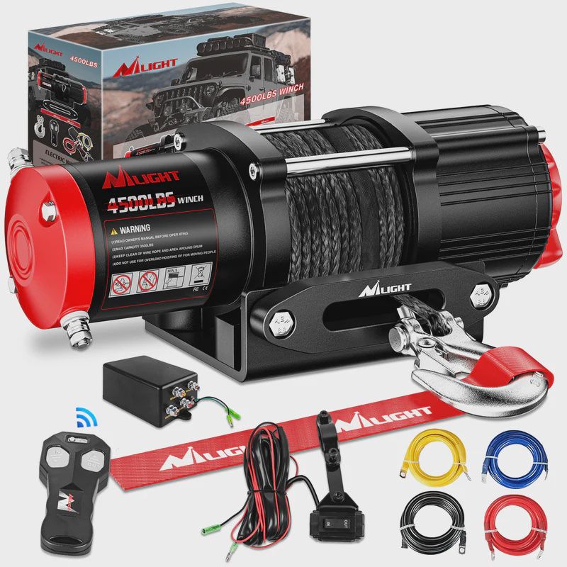 4500 lb ATV/UTV Electric Winch Kit With Synthetic Winch Rope
