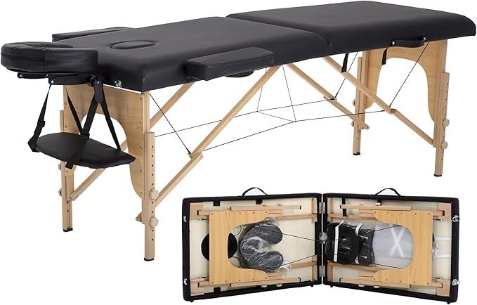 Portable Massage Table 24 inch Wide Lash Bed 2 Folding Height Adjustable