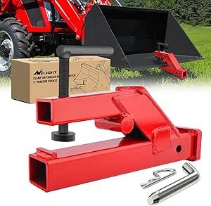 Nilight Clamp On Trailer Hitch 2" Ball Mount Receiver Adapter Compatible with Tractor Bucket Forklift Hitch Attachment for Deere Bobcat Bucket