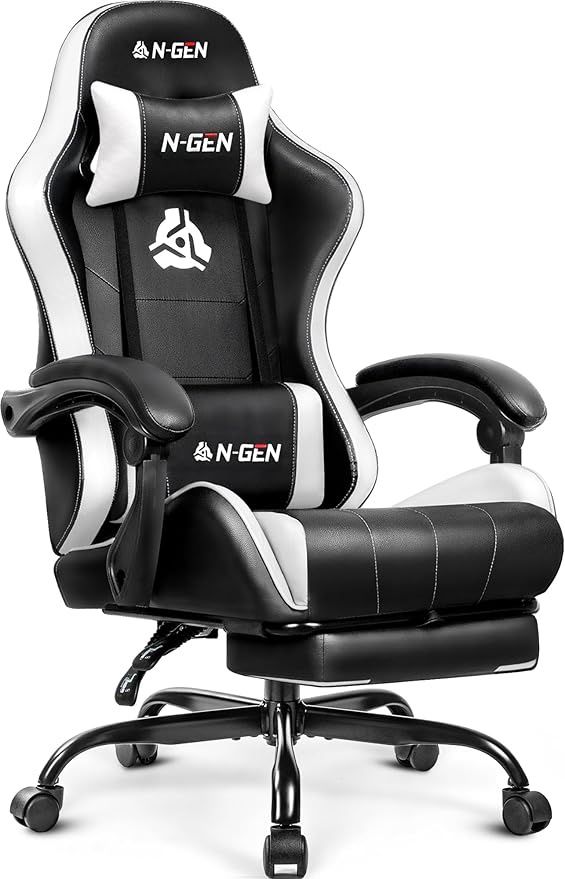N-GEN GAMING Video Gaming Chair with Footrest Lumbar Support