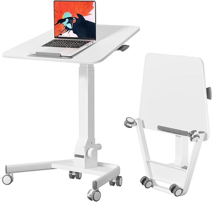 Foldable Mobile Standing Desk, 90 Tiltable Rolling Standing Desk