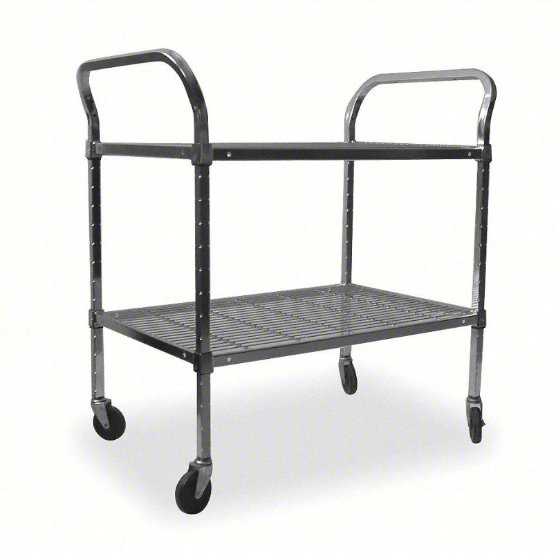 Wire Cart, 2 Shelf, 36x18x39, Chrome