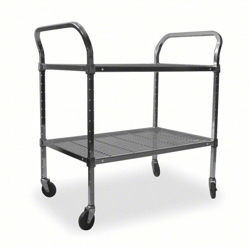 Wire Cart, 2 Shelf, 36x18x39, Chrome